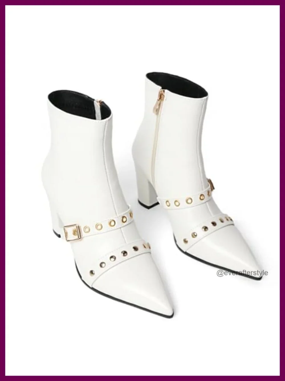 Kitten Heel Pointed Toe Ankle Booties with Buckle Closure Zip